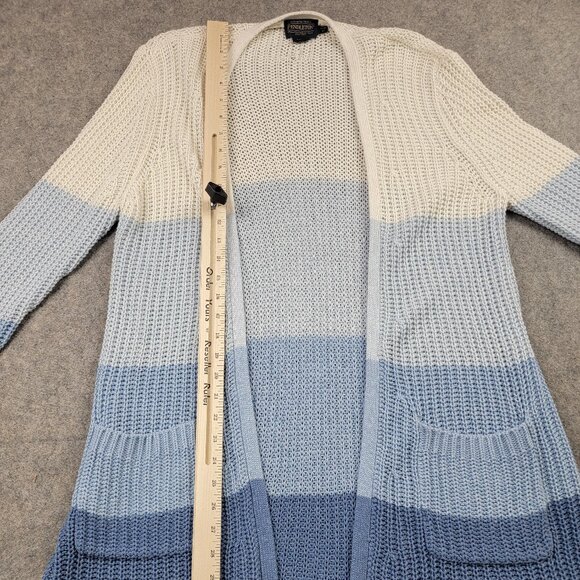 Pendleton Open Front Cardigan Women’s Petite Medium Ombre Blue Cream Knit - Picture 8 of 11